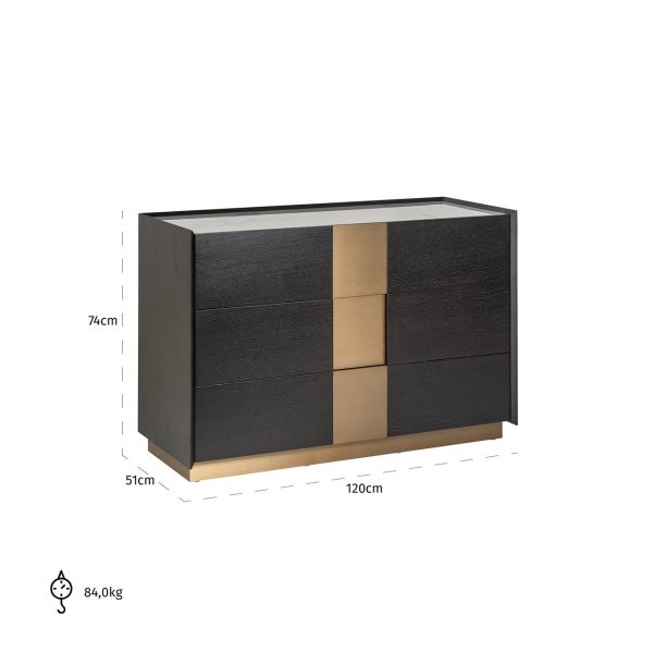 Dressoir Bedford 3-laden (Charcoal) Richmond Interiors - Afbeelding 4