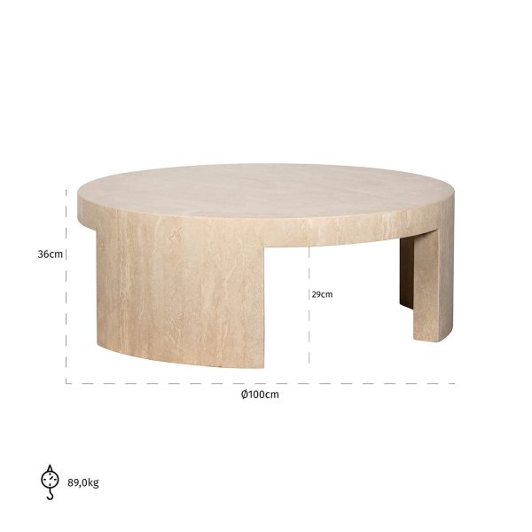 Salontafel rond Biltmore Italian beige Travertine (Beige) Richmond Interiors - Afbeelding 3