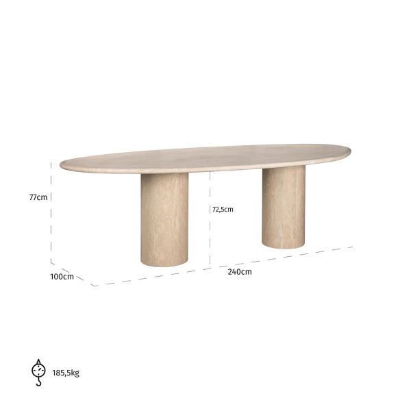 Eettafel Renaissance organisch Italian Travertine (Beige) Richmond Interiors - Afbeelding 5