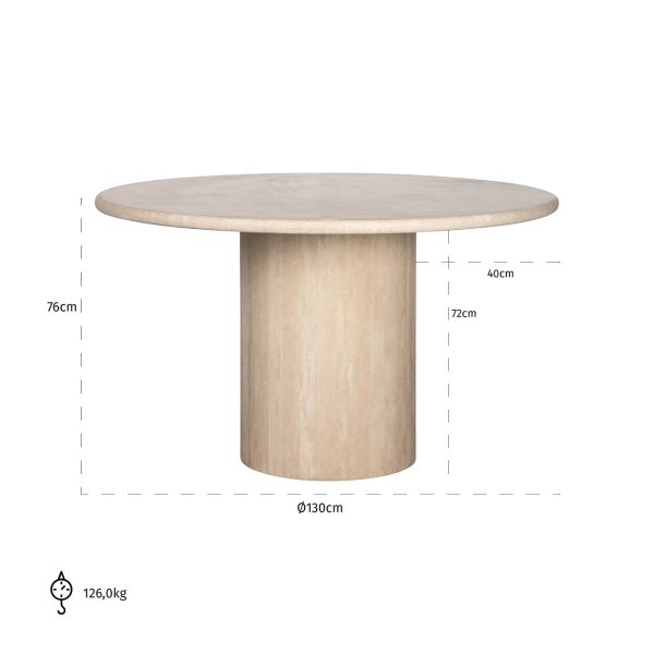 Ronde eettafel Renaissance beige Travertine (Beige) Richmond Interiors - Afbeelding 3