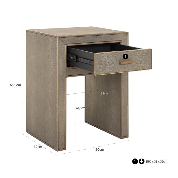 Nachtkastje Bloomville 1-lade incl. glas (Brown) Richmond Interiors - Afbeelding 5