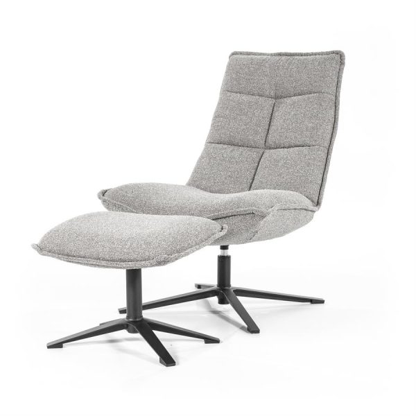 Fauteuil Marcus met voetenbank- licht grijs Baquer Eleonora