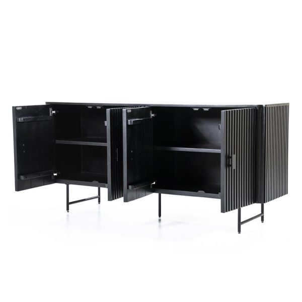 Dressoir Remi 4-drs. - zwart Eleonora - Afbeelding 4
