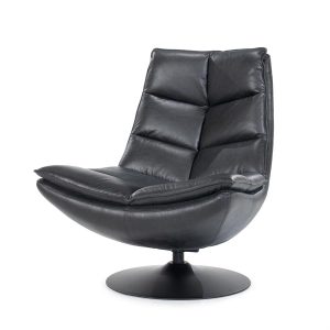 Fauteuil Sven - zwart boho leder Eleonora