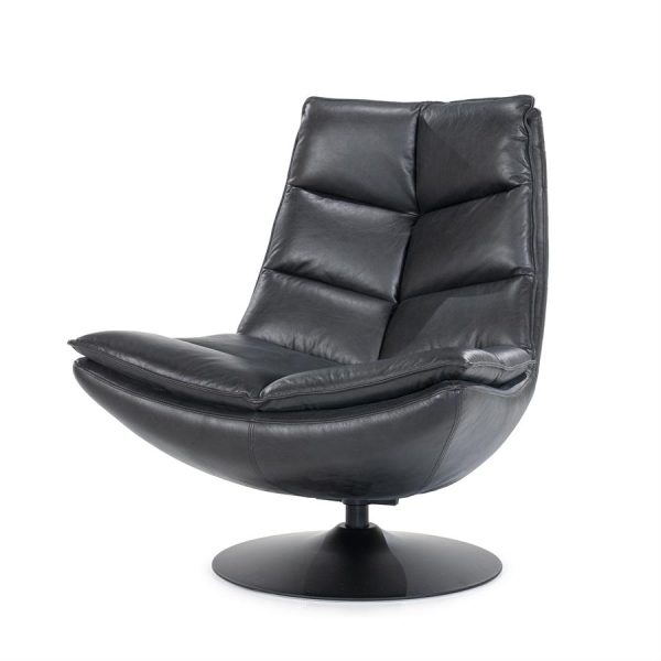 Fauteuil Sven - zwart boho leder Eleonora