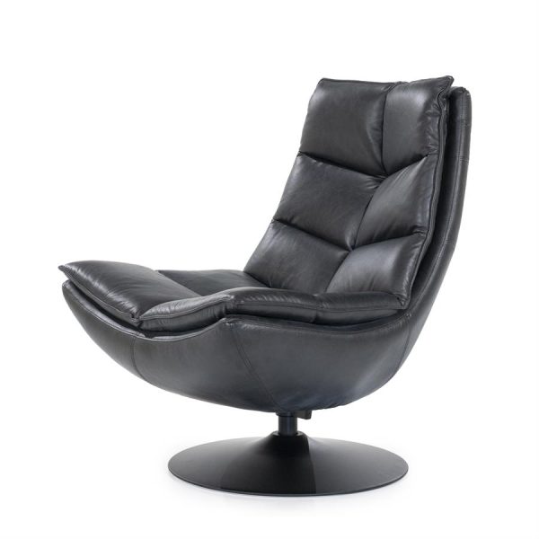 Fauteuil Sven - zwart boho leder Eleonora - Afbeelding 2