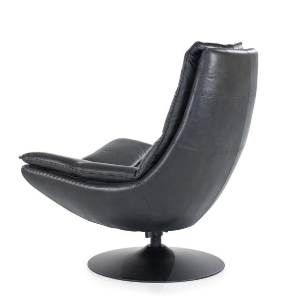 Fauteuil Sven - zwart boho leder Eleonora - Afbeelding 4