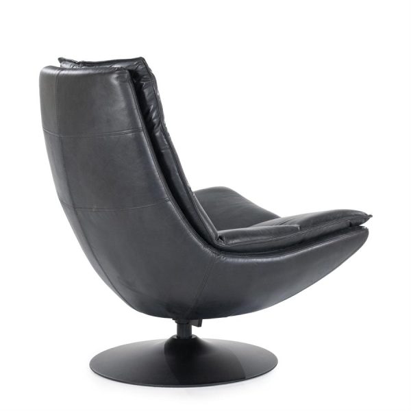 Fauteuil Sven - zwart boho leder Eleonora - Afbeelding 8