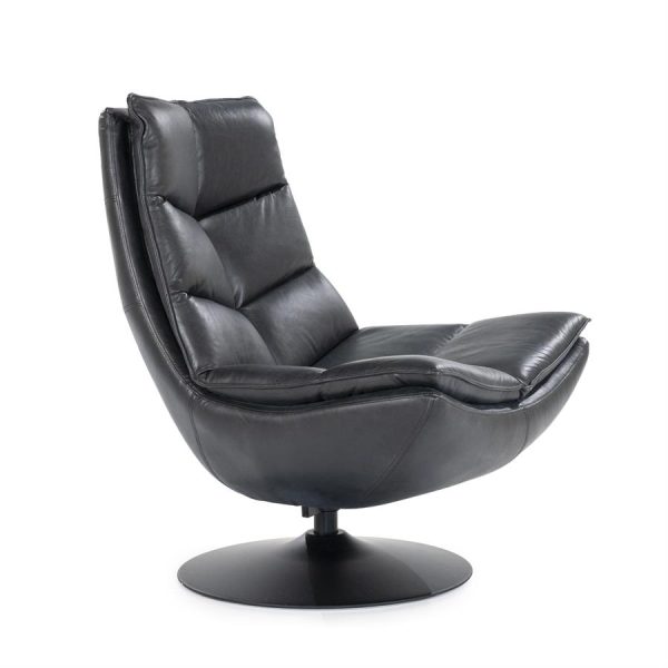 Fauteuil Sven - zwart boho leder Eleonora - Afbeelding 10