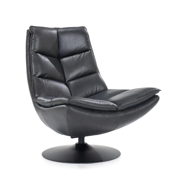 Fauteuil Sven - zwart boho leder Eleonora - Afbeelding 11