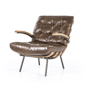 Fauteuil Bastiaan - donkerbruin java leder Eleonora