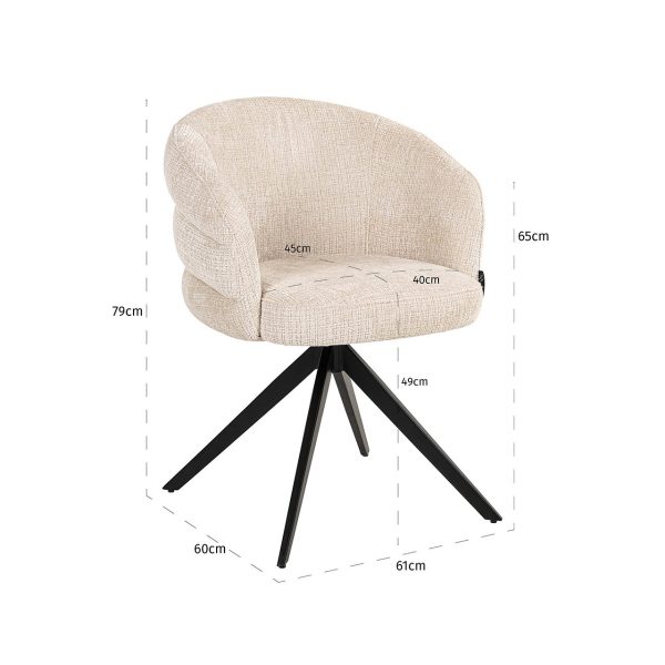 Draaistoel Serenity beige chenille (Niagara 902 beige Chenille) Richmond Interiors - Afbeelding 5