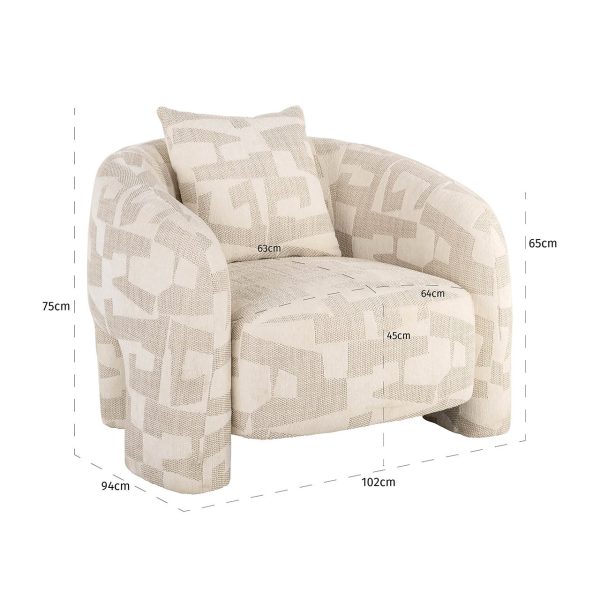 Lounge fauteuil Tuscany beige graffic (Beige graffic) Richmond Interiors - Afbeelding 5