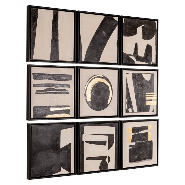 Wall art Gabri set van 9 (Black/white) Richmond Interiors - Afbeelding 2