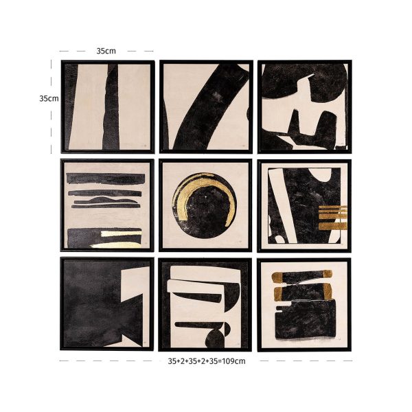 Wall art Gabri set van 9 (Black/white) Richmond Interiors - Afbeelding 4