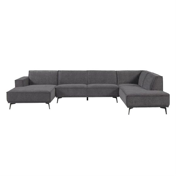 Leeds Chaise L - 2 5 - Ottoman R - City 464 Black Blue Tower Living