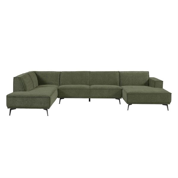 Leeds Chaise R - 2 5 - Ottoman L - City 355 Bottle Green Tower Living