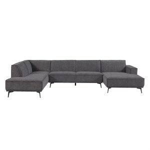 Leeds Chaise R - 2 5 - Ottoman L - City 464 Black Blue Tower Living