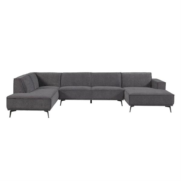 Leeds Chaise R - 2 5 - Ottoman L - City 464 Black Blue Tower Living