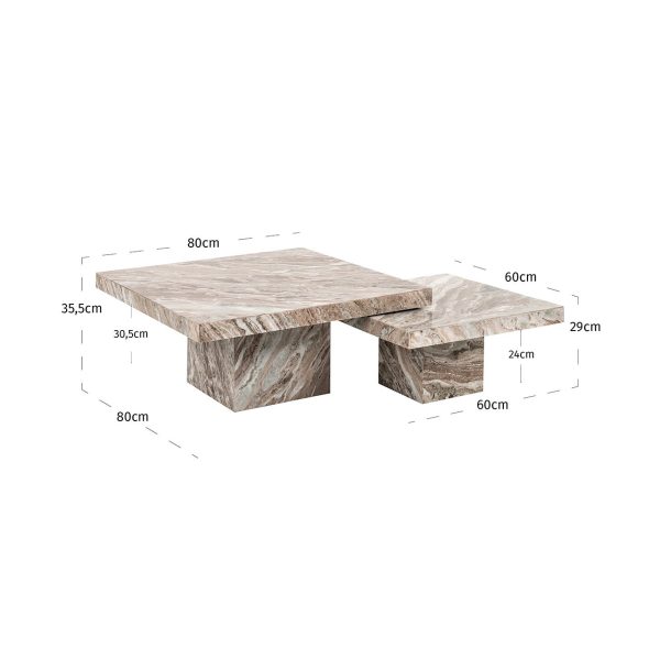 Salontafel Rashford set van 2 (Stone) Richmond Interiors - Afbeelding 5