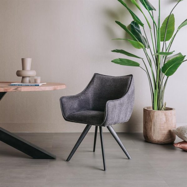 Riviera Armstoel - fabric Brego 18 dark grey (draaibaar) Tower Living - Afbeelding 2