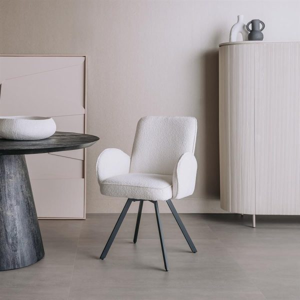 Livo Armstoel - fabric Ascot 1 White (draaibaar) Tower Living - Afbeelding 2