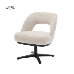 Caldes Lounge Stoel - fabric TED 24 off white (draaibaar) Tower Living