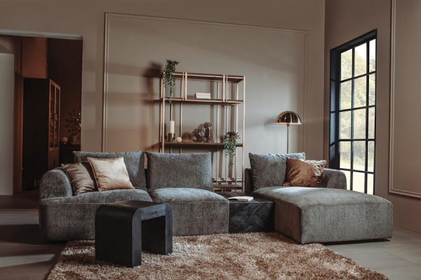 Canterbury 2 5-AL + Chaise R - Mona 464 Cement Grey Tower Living - Afbeelding 2
