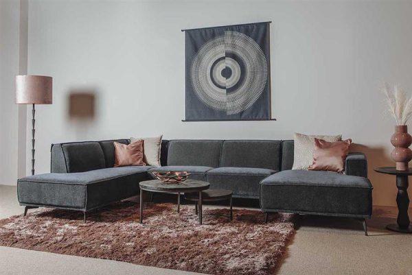 Leeds Chaise R - 2 5 - Ottoman L - City 464 Black Blue Tower Living - Afbeelding 2