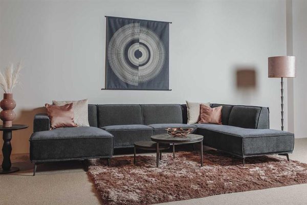 Leeds Chaise L - 2 5 - Ottoman R - City 464 Black Blue Tower Living - Afbeelding 2