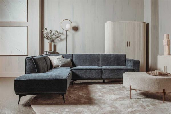 Leeds 2 5-AR + Ottoman L - City 464 Black Blue Tower Living - Afbeelding 2