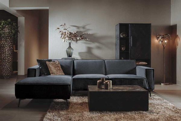Leeds 2 5-AR + Chaise L - City 464 Black Blue Tower Living - Afbeelding 2