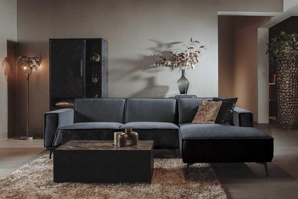 Leeds 2 5-AL + Chaise R - City 464 Black Blue Tower Living - Afbeelding 2