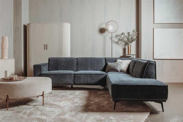 Leeds 2 5-AL + Ottoman R - City 464 Black Blue Tower Living - Afbeelding 2
