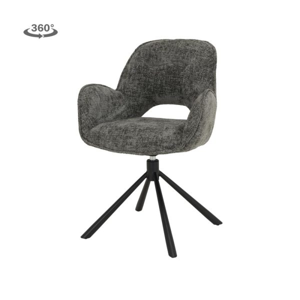 Isola Armstoel - fabric Haga 16 charcoal (draaibaar) Tower Living