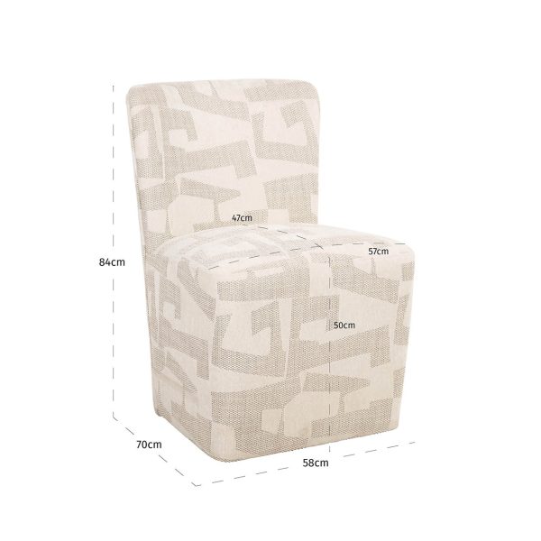 Stoel Lorain met wieltjes beige graffic (Beige graffic) Richmond Interiors - Afbeelding 5