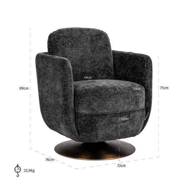 Draaifauteuil Turner graphite island (Island graphite 66) Richmond Interiors - Afbeelding 5
