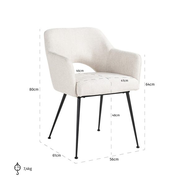 Stoel Jenthe nature giulia fire retardant (FR-Giulia 01 nature) Richmond Interiors - Afbeelding 5