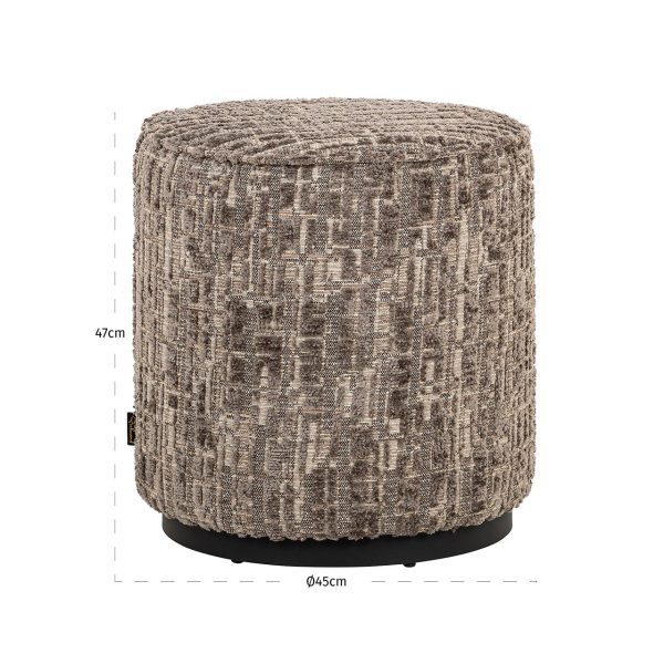 Poef Lexie 45Ø grey dalia (Dalia 45 Greige) Richmond Interiors - Afbeelding 2