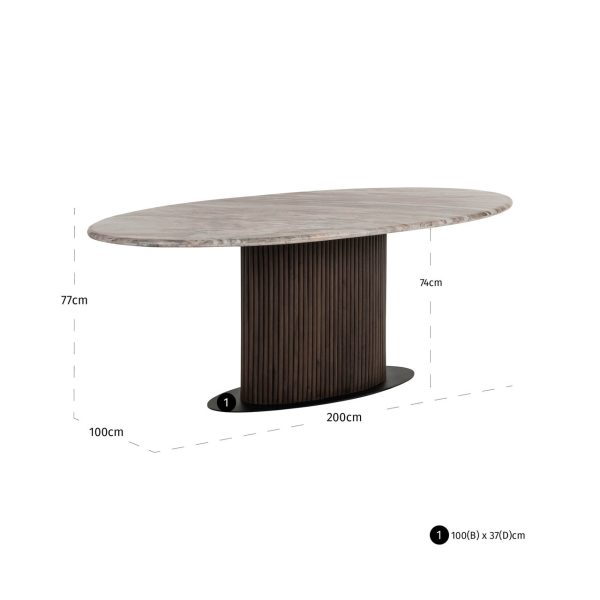 Eettafel Rasford dark brown oval 200 Richmond Interiors - Afbeelding 6