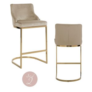 Barstoel Bolton khaki velvet gold fire retardant (Set of 2) Richmond Interiors