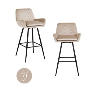 Barstoel Linsey khaki velvet swivel (Set of 2) Richmond Interiors