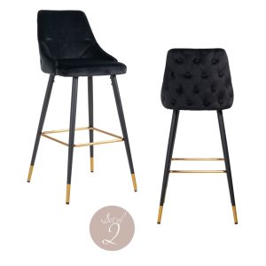 Barstoel Imani black velvet (Set of 2) Richmond Interiors