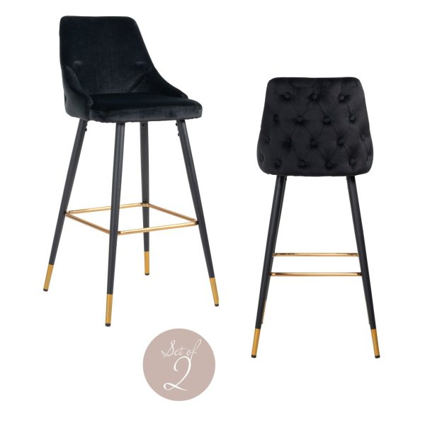 Barstoel Imani black velvet (Set of 2) Richmond Interiors