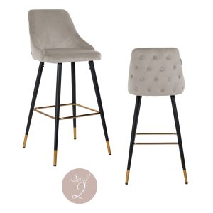 Barstoel Imani khaki velvet (Set of 2) Richmond Interiors