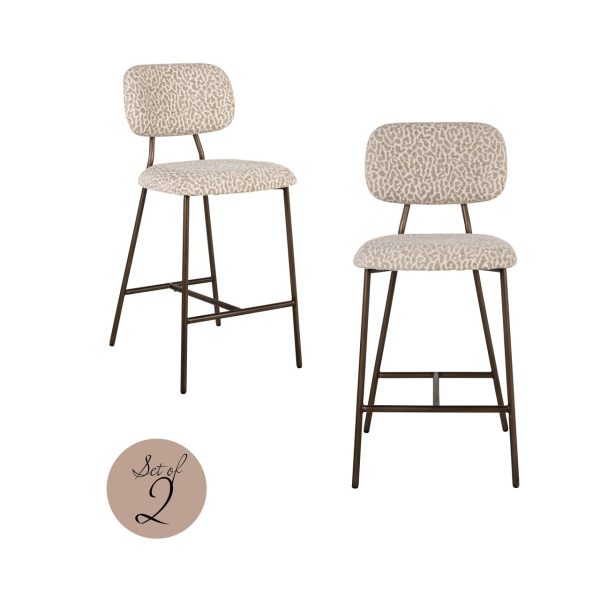 Counterstoel Xenia beige leopard fire retardant (Set of 2) Richmond Interiors