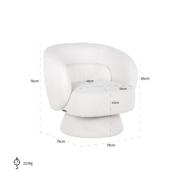 Lounge stoel Senna white furry Richmond Interiors - Afbeelding 6
