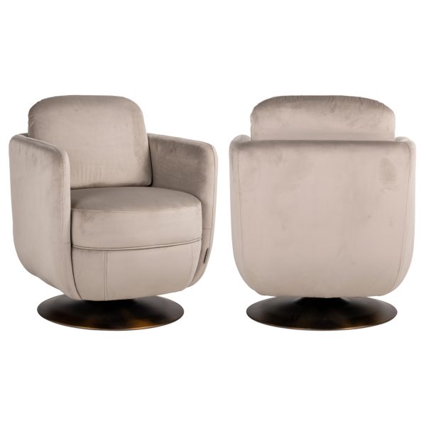 Lounge stoel Turner khaki velvet swivel fire retardant Richmond Interiors