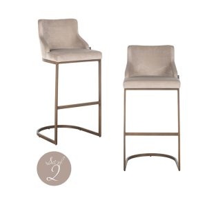 Barstoel Bolton khaki velvet brushed gold fire retardant (Set of 2) Richmond Interiors