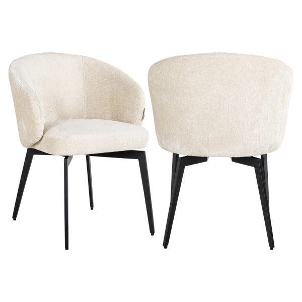 Eetkamerstoel Amphara FR white chenille fire retardant Richmond Interiors